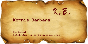 Kornis Barbara névjegykártya